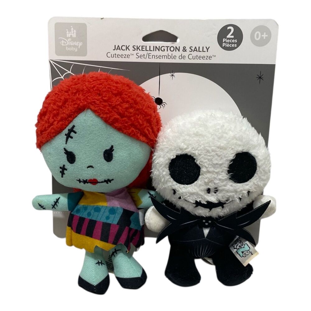 Disney Baby Cuteeze Plush Toy Set 6” Jack And Sally Nightmare Before Christmas
